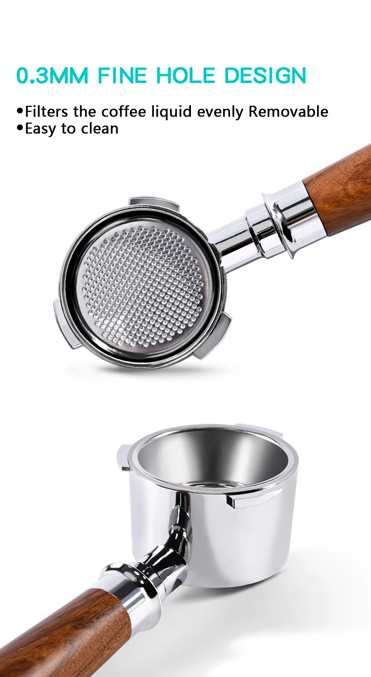 51-mm-Bodenloser Kaffee-Siebträger mit 2-Tassen-Korb für Homix Hibrew H11 Oster Cecotec Phico Brayer BR1101 Espressomaschine – Detail 2
