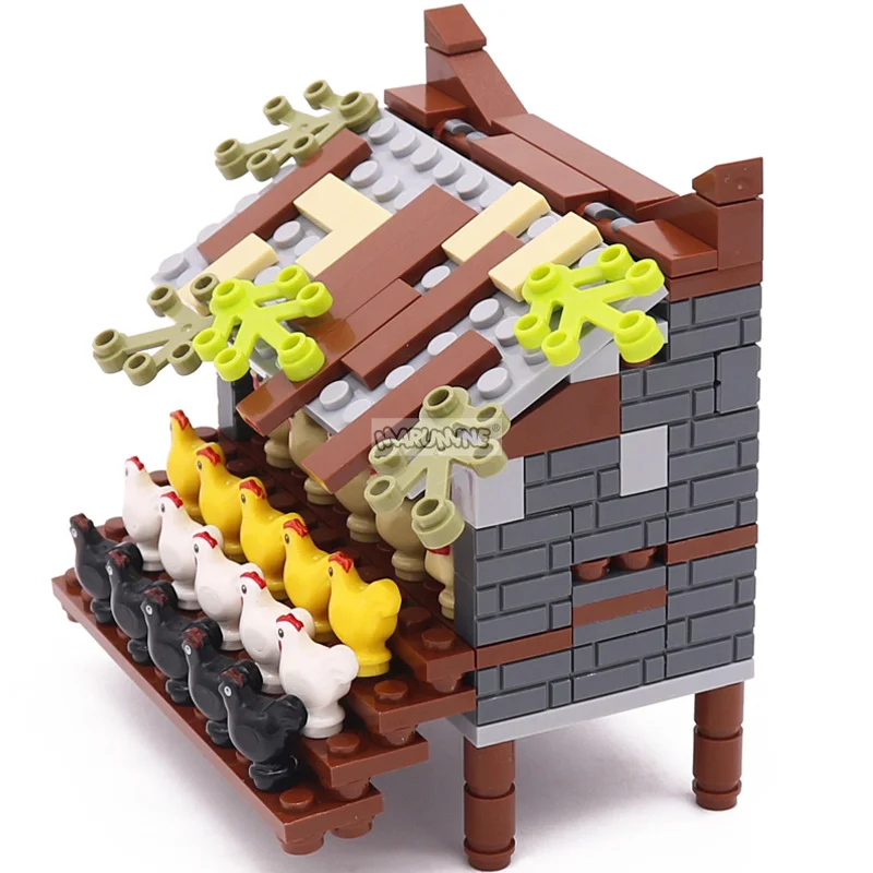 Marumine 173PCS Chicken MOC Farm Building Blocks Parts 95342 DIY Construction City Bricks Model Set Egg Assemble Accessories