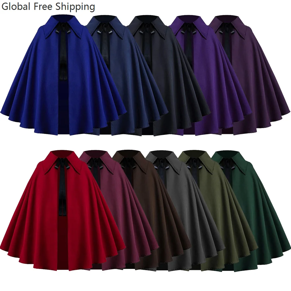 

Steampunk Men's Clothing Women Renaissance Costume Cosplay Medival Halloween Short Velvet Cape Gothic Witch Wizards Hooded Cloak