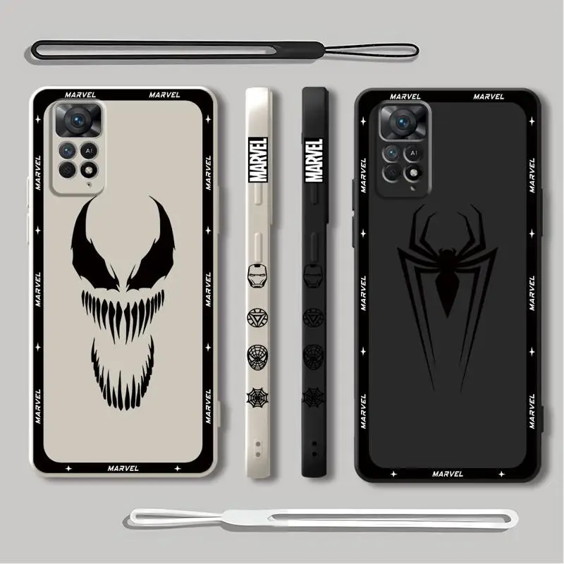 Marvel Spider Man Ironman Phone Case for Vivo Y36 Y35 Y50 Y51 Y31 Y21 2021 Y22 2022 Y22S Y20S Y20 Y17 Y15S Square Liquid Cover