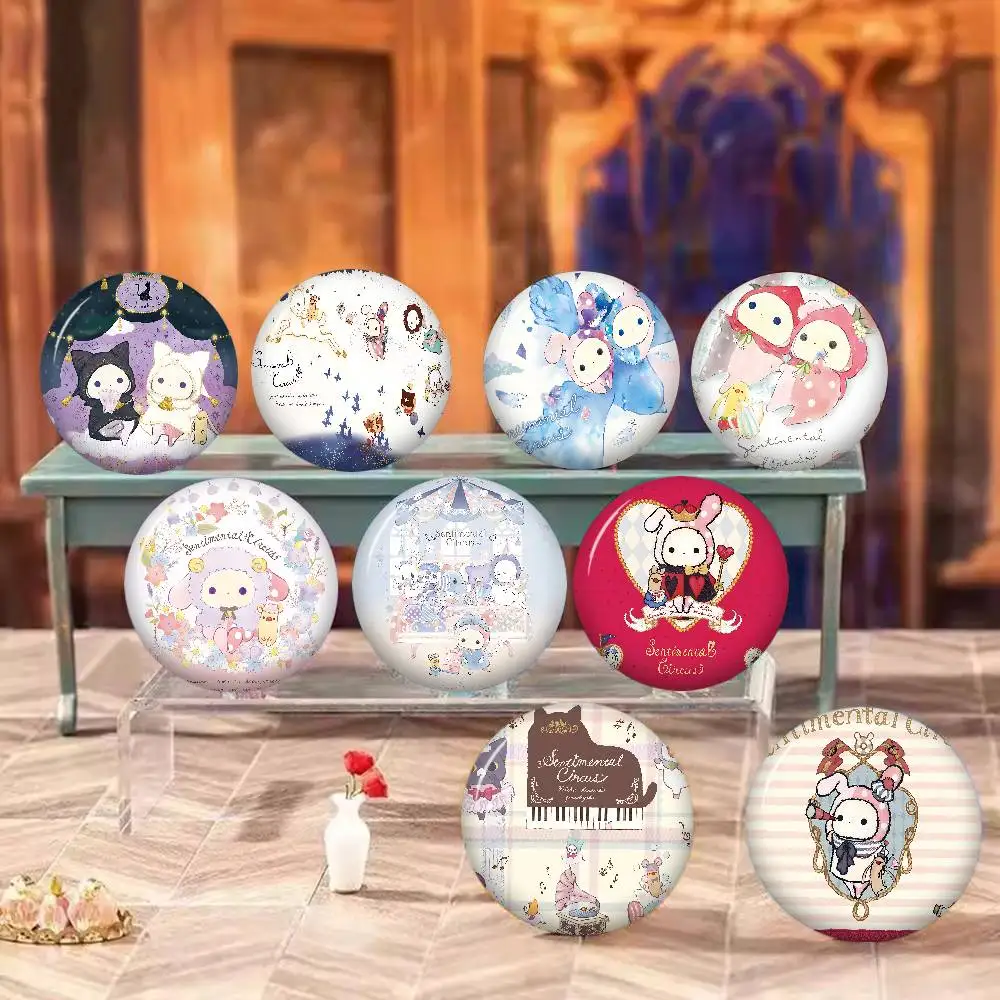 Sentimental Circus Cartoon Fashion 32/44/58mm Round Cartoon Brooches Handmade Pins for Backpack Jewelry Accessories Gifts Badge