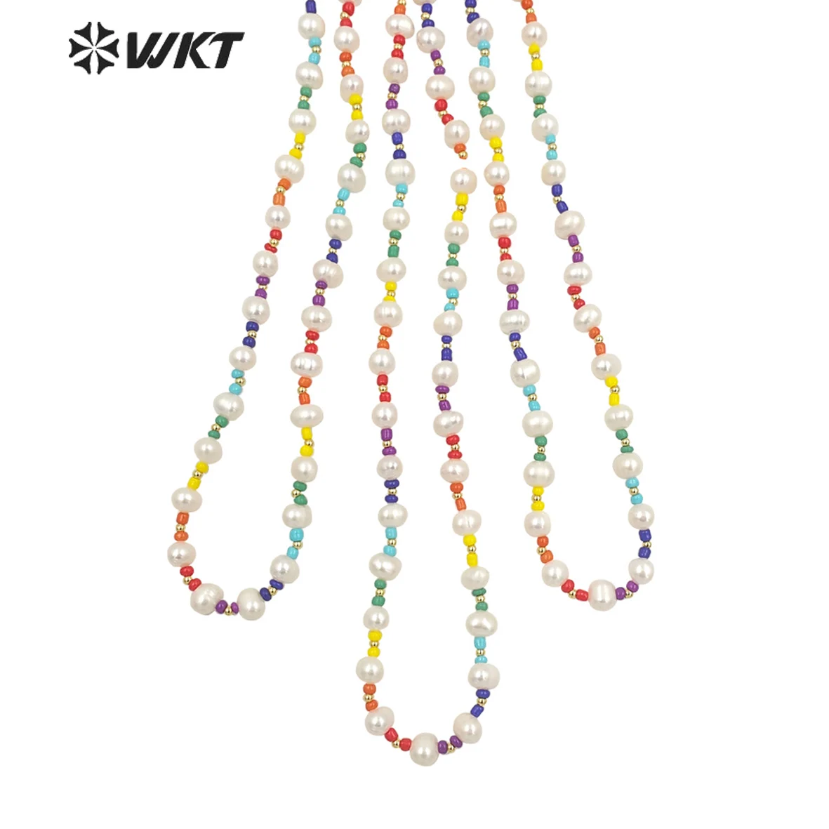 

WT-JN204 WKT 2022 Charming And Fashion Enamel & Pearl Necklace Colored Beads Elegant Necklace Lady Necklace Trend INS Style