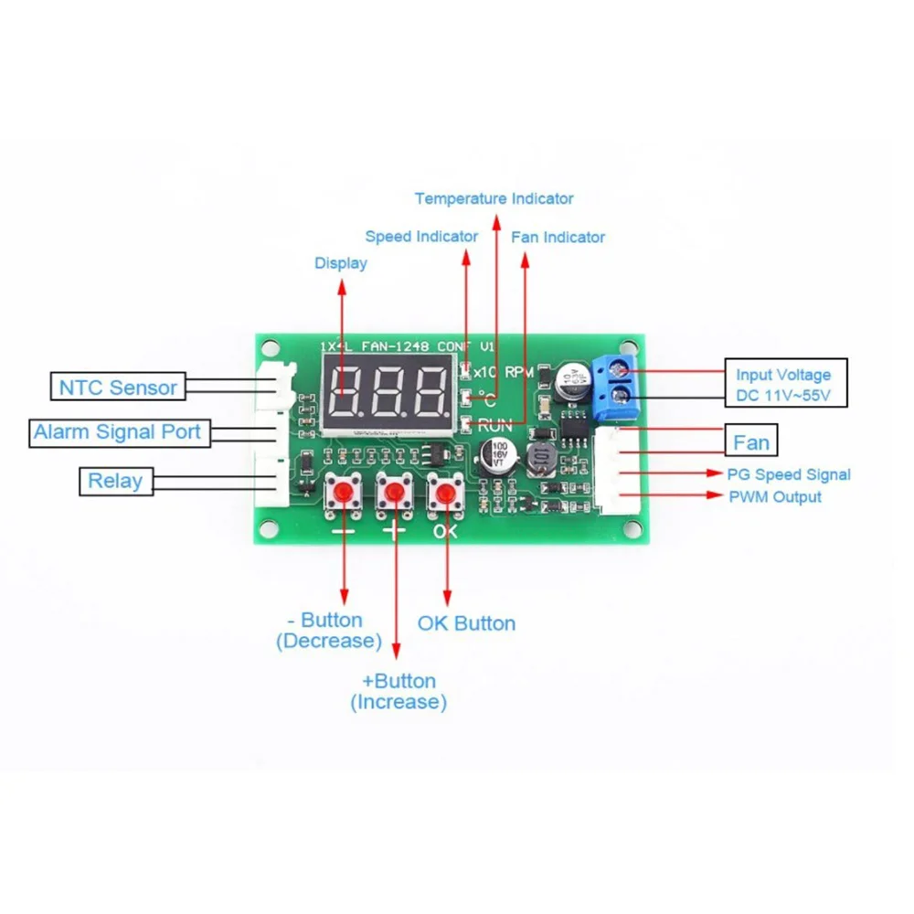 DC 12V 24V 48V 5A 2 3 4 Wire PWM Motor Fan Speed Controller Governor Temperature Control Support EC EBM Fan