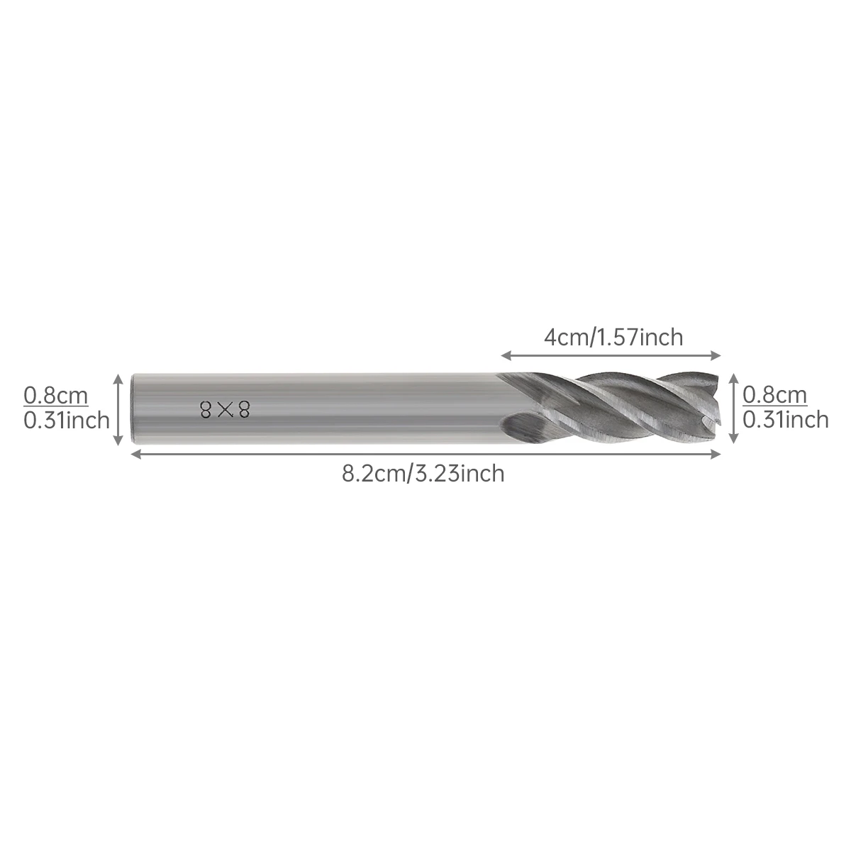 1pcs 8mm HSS & Aluminum End Mill Cutter with Extra Long Straight Shank for CNC Processing