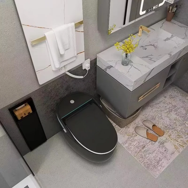 New Design Floor Mounted Black Ceramic Intelligent Wc Bidet Remote Automatic Flush Smart Toilets