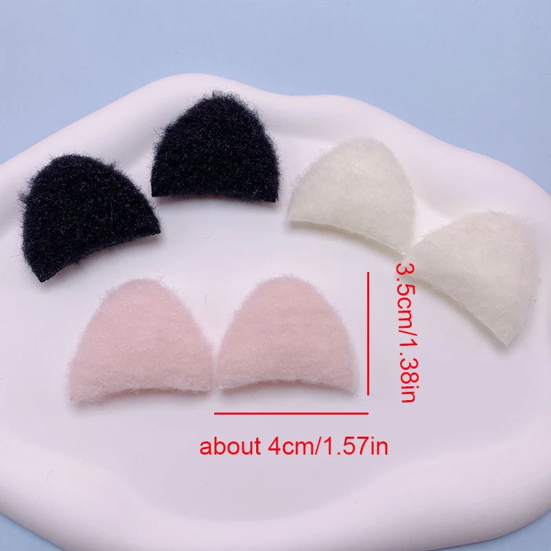 28Pcs 4*3.5CM Two Side Felt Cat Ear Padded Appliques For Children Hat Sewing DIY Headband Hair Clip Accessories Patches