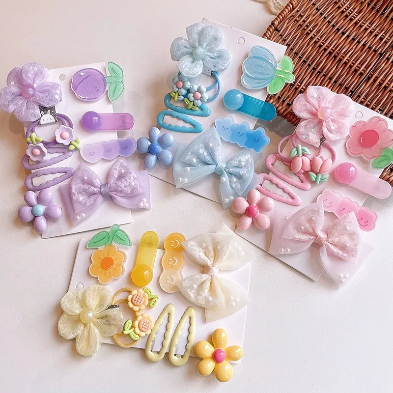 New Korean version baby hair clip cute girl hairpins flower bow hairties hairclips set cartoon children gift hair accessories
