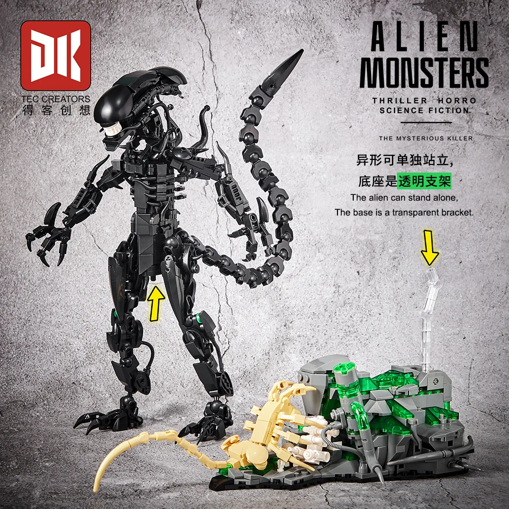 MOC Movie Alien Monster Building Blocks Model Alien Drooling Monster DIY Bricks Assembly Toys Kids Creative Toys Birthday Gifts