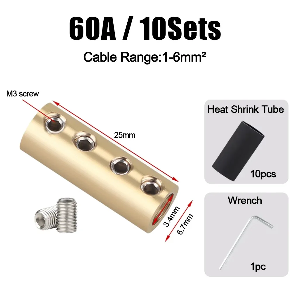 With Heat Shrink Tubing Brass Terminal Block Pressure Free High Current Quick Terminal Block Waterproof High Power Splitter