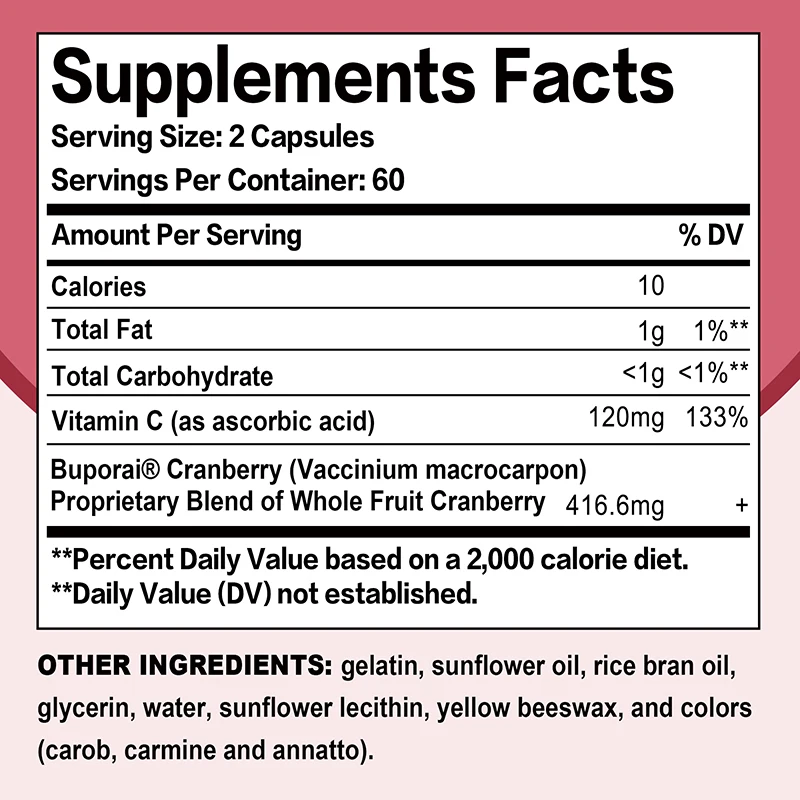 Cranberry Capsules - with Vitamin C - Supports Urinary Tract Health, Bladder Cleansing, Antioxidant