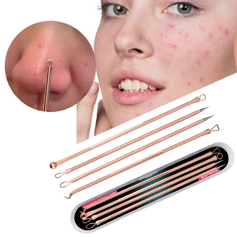 4Pcs Acne Blackhead Comedone Removal Needles Face Skin Beauty Care Tool Black Dots Cleaner Pore Black Head Cleaner Deep Cleaning