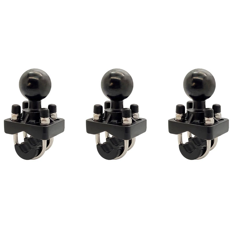 3X Double U-Bolt Motorcycle Bike Handlebar Rail Mount Base With 1.5 Inch Ball For Gopro Camera For Garmin For Sony