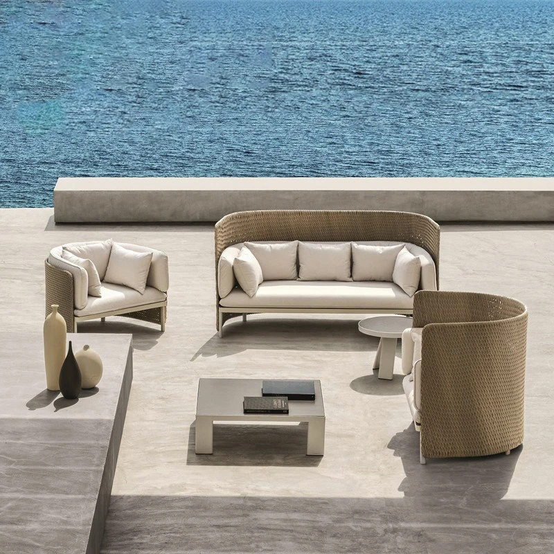 

# Nordic Style Outdoor Waterproof Rattan Sofa Set Patio Swimming Pool Living Room Garden Furniture for Hotels