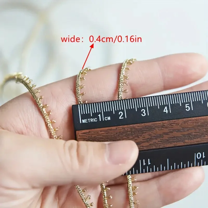 1 Yard ultrafeines glitzerndes goldenes Besatzband, Näh- und Bastelbedarf, dekorativer Spitzenkante für DIY-Projekte, Verzierungen, Hochzeiten – Detail 2