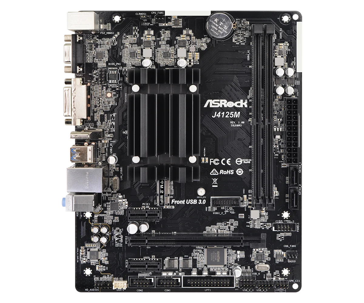ASROCK J4125M Motherboard Intel Quad-Core Processor J4125 2xDDR4 8GB 2 x SATA3  Micro ATX