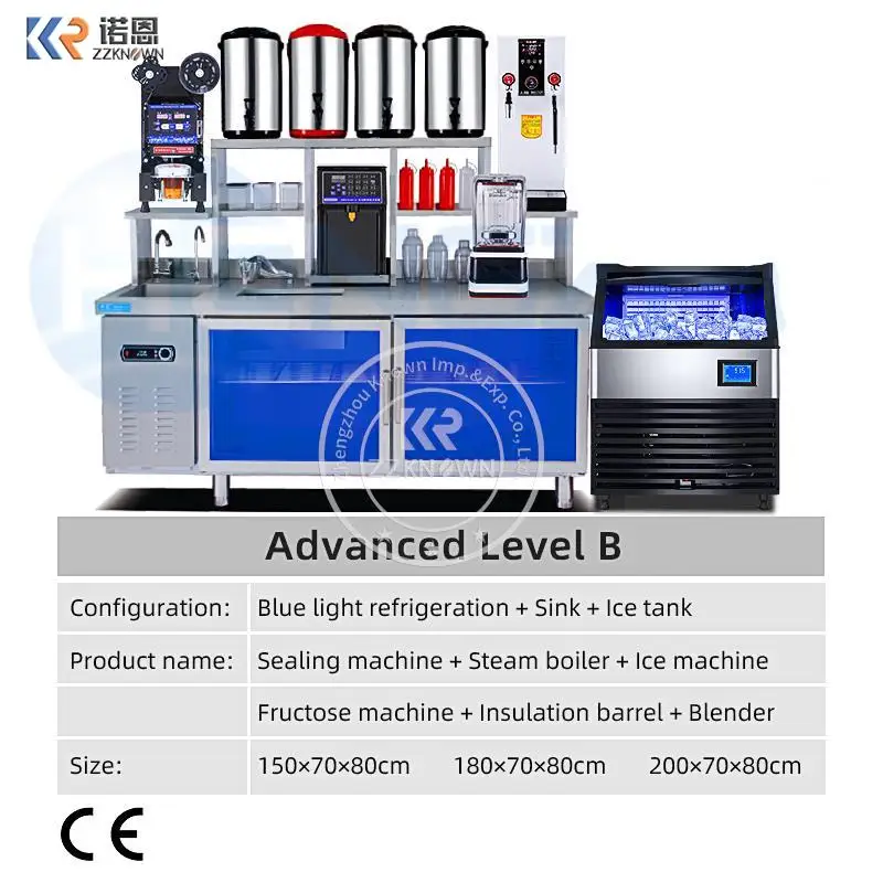 Customized Bubble Tea Work Table With Refrigerator Milk Tea Equipment Boba Tea Counter