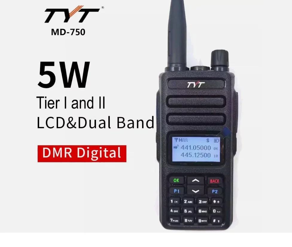 TYT MD-750 Digital Radio 5W Dual Band 136-174/400-470MHz Two Way Walkie Talkie