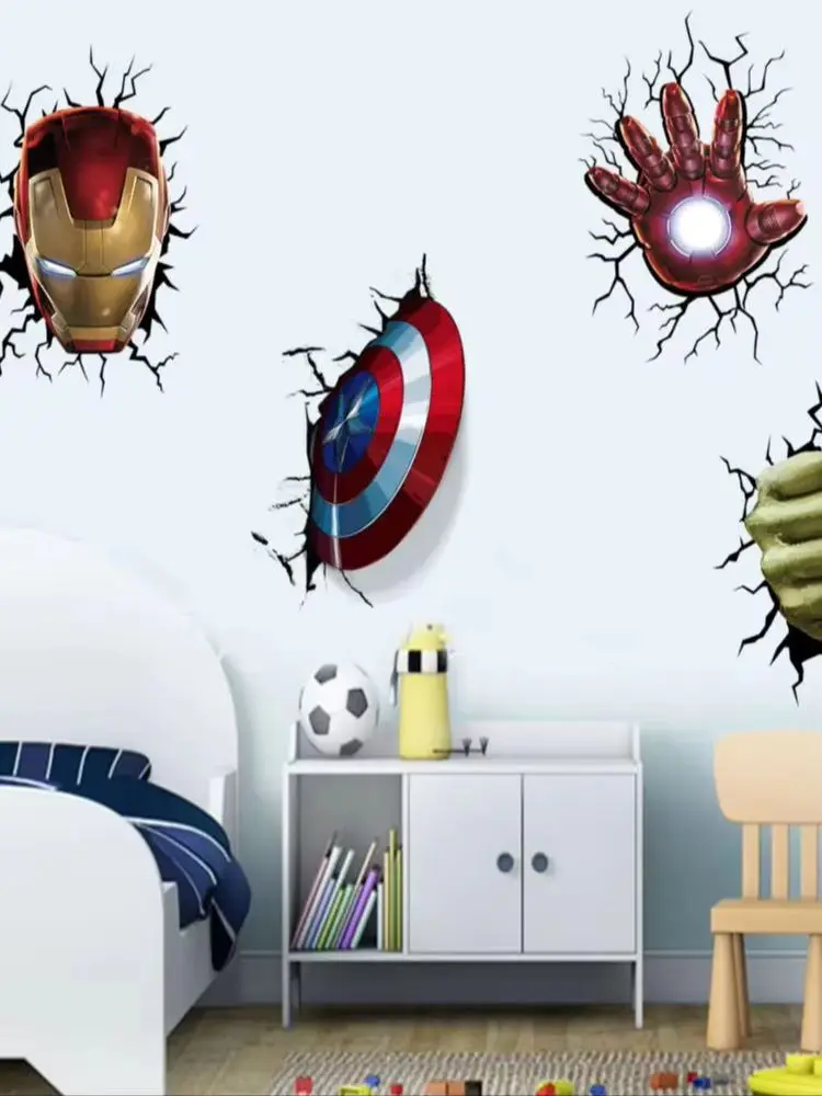Cartoon Avengers Spiderman Naklejki ścienne do pokoju dziecięcego Super Heroes Dekoracje PVC Home Cartoon Decor Wall Mural Art Posters — zdjęcie 2
