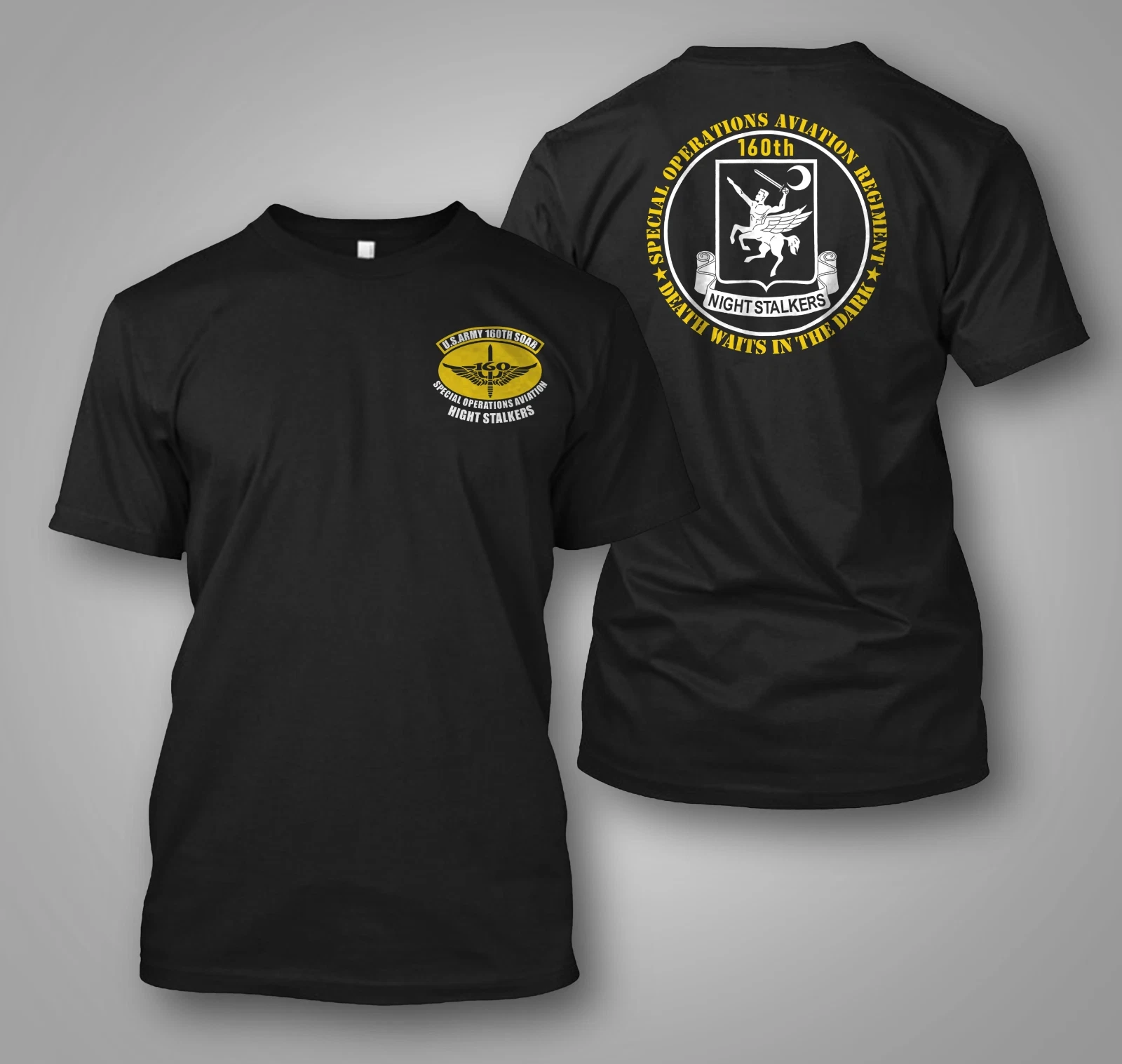 US Army – 160th SOAR Night Stalker – individuelles Herren-T-Shirt mit Rücken- und Vorderseite-Aufdruck