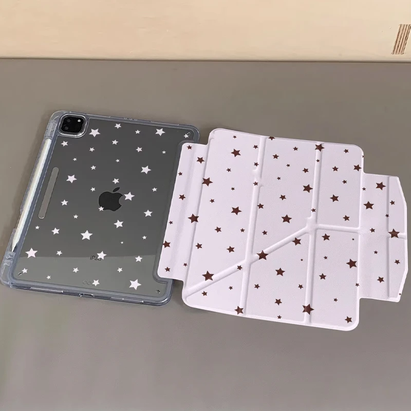 

Purple Full Screen Star 3-Y Fold iPad Case For iPad Pro 11 13in 2025 iPad Pro 12.9in Air7 10th 11th M4/5 Buckle Protective Cover
