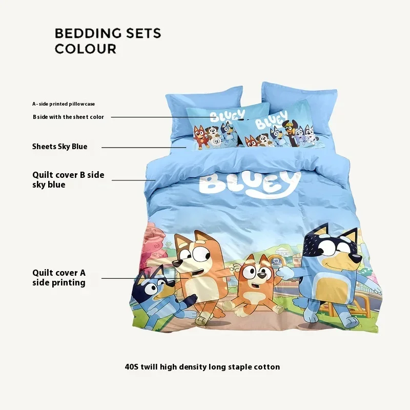 Bluey Home Quilt Cover Bluey Children Printed Cartoon Sheets Cute Kindergarten Quilt Covers Dormitory Sheets Bluey Pillowcases