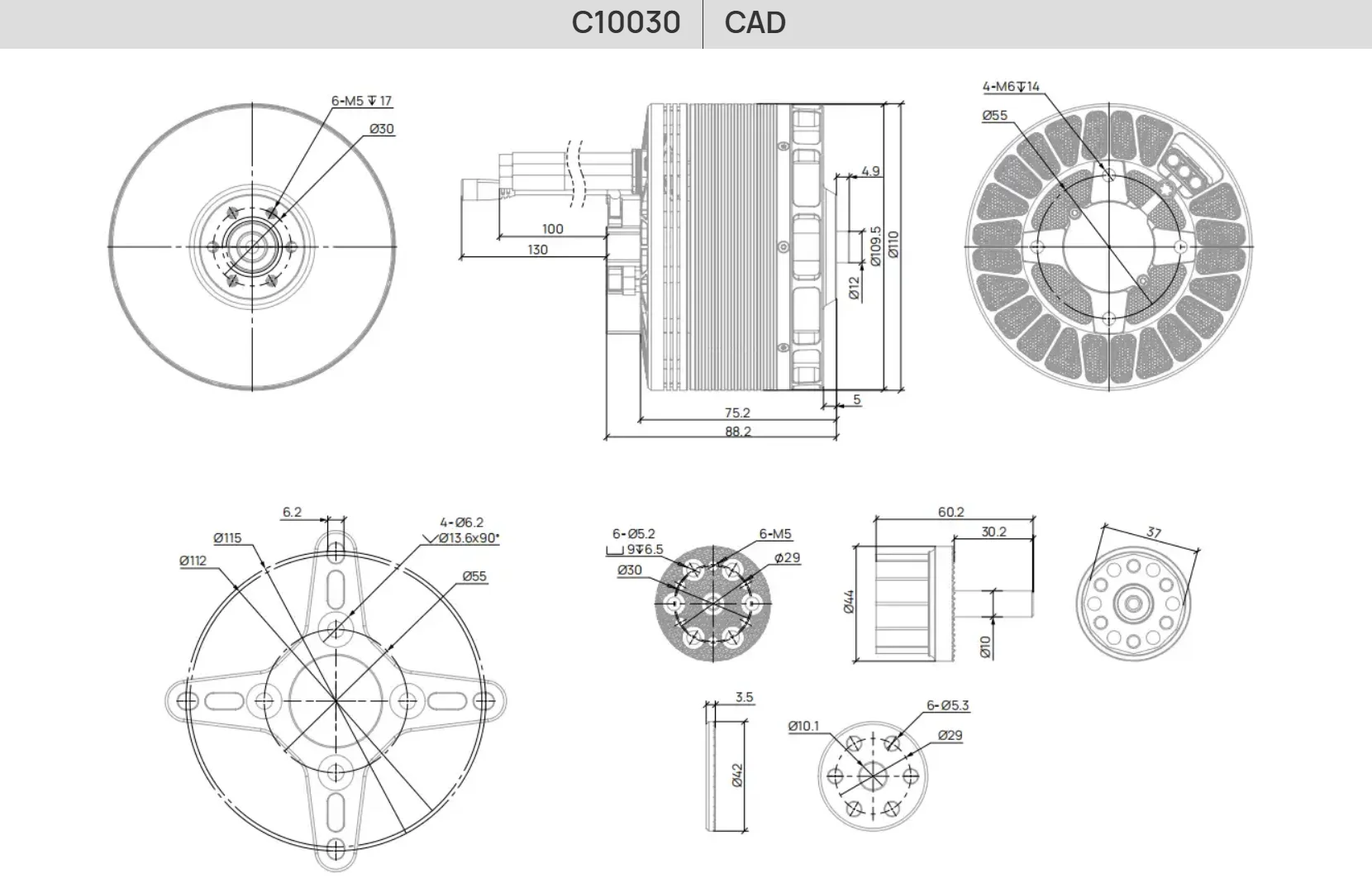 Hobbywing Fixed-wing C10030-90KV Efficient Cooling with Great Power 28-inch Propellers Max Thrust 36.8kg High Protection