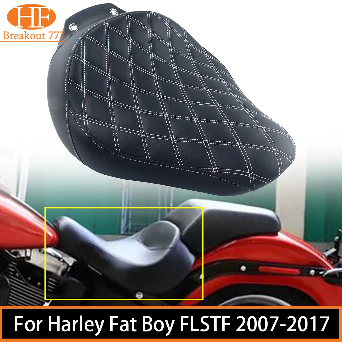 

6 Style Motorcycle Solo Seat Synthetic Leather Motorcycle Accessories For Harley Fat Boy FLSTF 2007-2017 ﻿