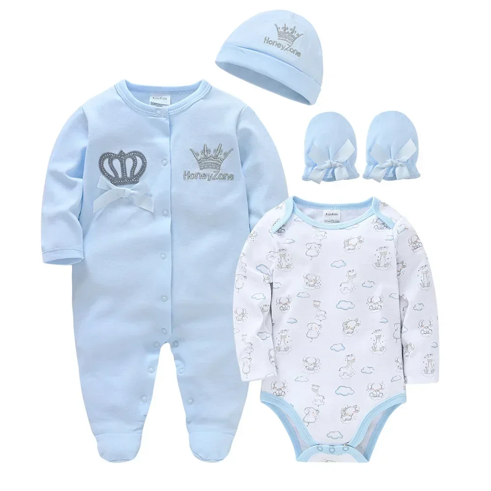 100% Cotton Newborn Autumn & Winter Long-sleeved Rompers Set 0-12M Baby Clothes Set Bodysuits One-Pieces Winter Baby Clothes