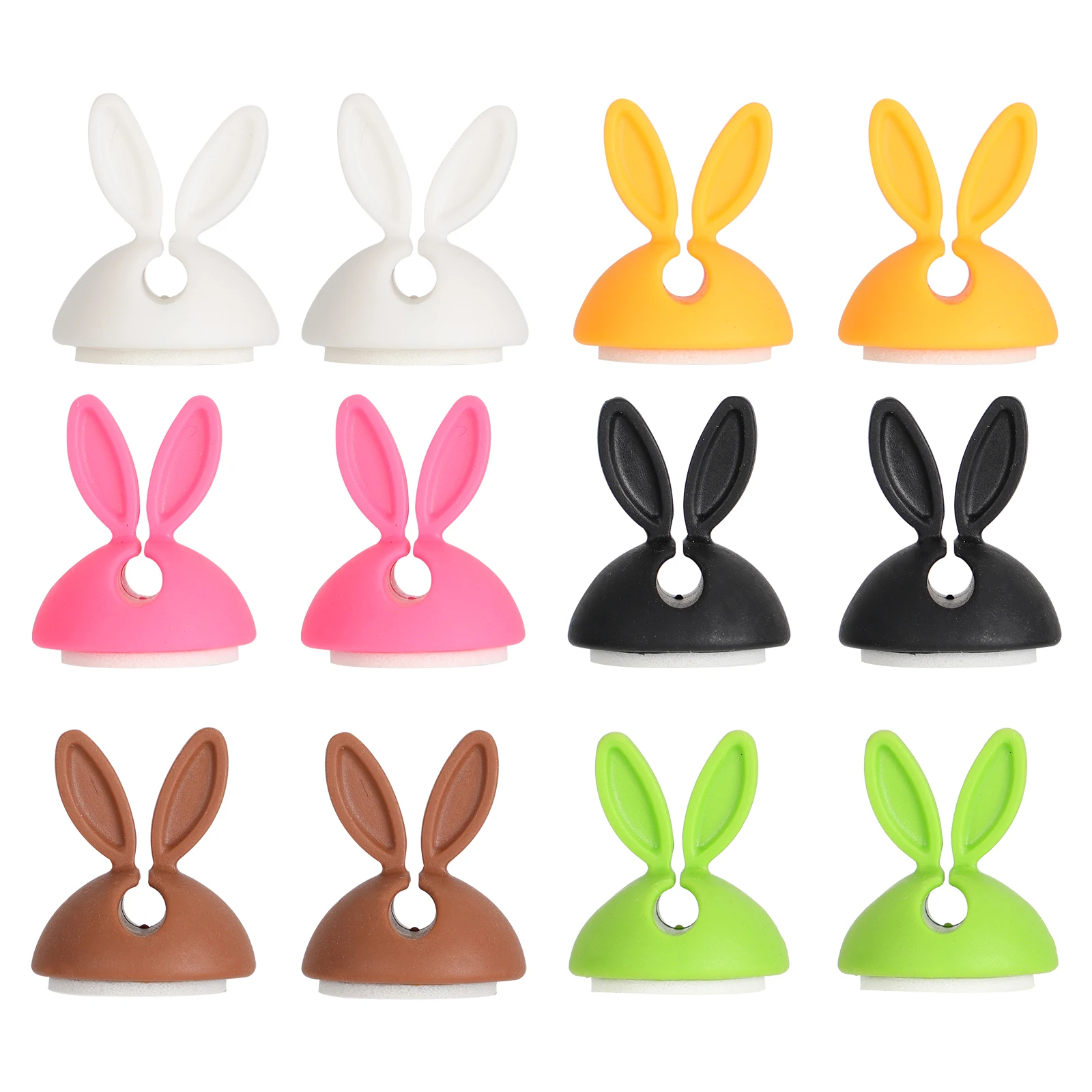 

12PCS Cable Holder Silicone Rabbit Wire Organizer TPR Material Cute Bunny Shape Cord Management Desk Tidy Colorful Clip Storage