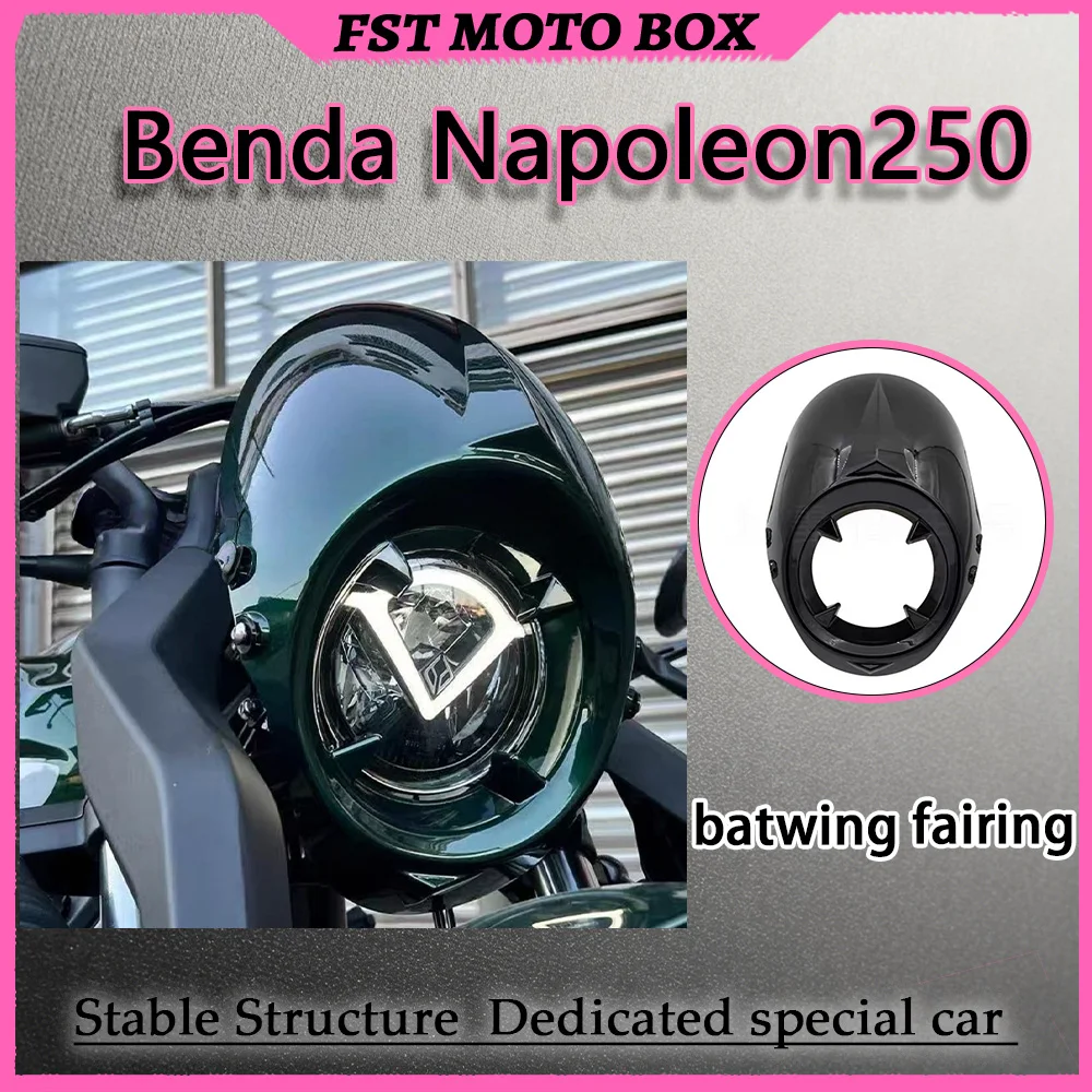 FOR Benda Napoleon 250 Special Thickened ABS Headlight Cowl Spoiler Retro Front Windshield Wind Deflector Modification Kit