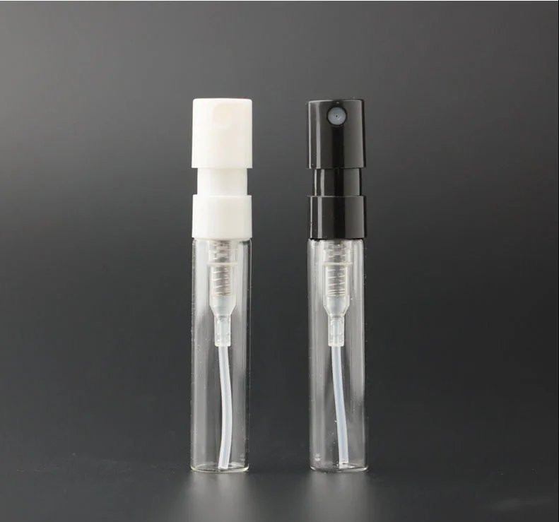 

100pcs 1.5ml 2ml Bayonet Bottle Sample French Pump Perfume Bottle Sprayer Plastic Nozzle Glass Bayonet Black White Color