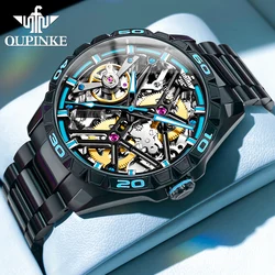 OUPINKE 3196 Fashion Hollow Mechanical Watch For Men 50MM Big Dial Sport Wristwatch Waterproof Luminous Man Automatic Watches