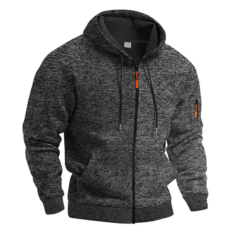 Amerikanischer Herren-Sweater aus schwerem Samt, Retro-Stil, mit kationischen Taschen, Kapuze und Reißverschluss, trendiger Sportpullover für Männer – Detail 40