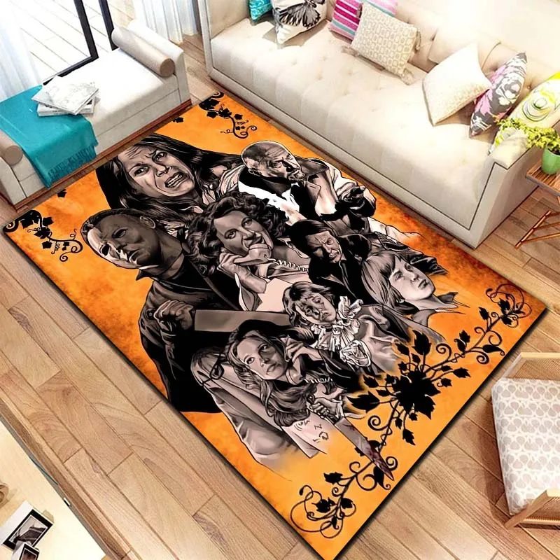 VIKAMA M-Michael Myers Horror Halloween Decorative Warmer Rug Home Living Room Bedroom Carpet Bathroom Kitchen Non Slip Carpet