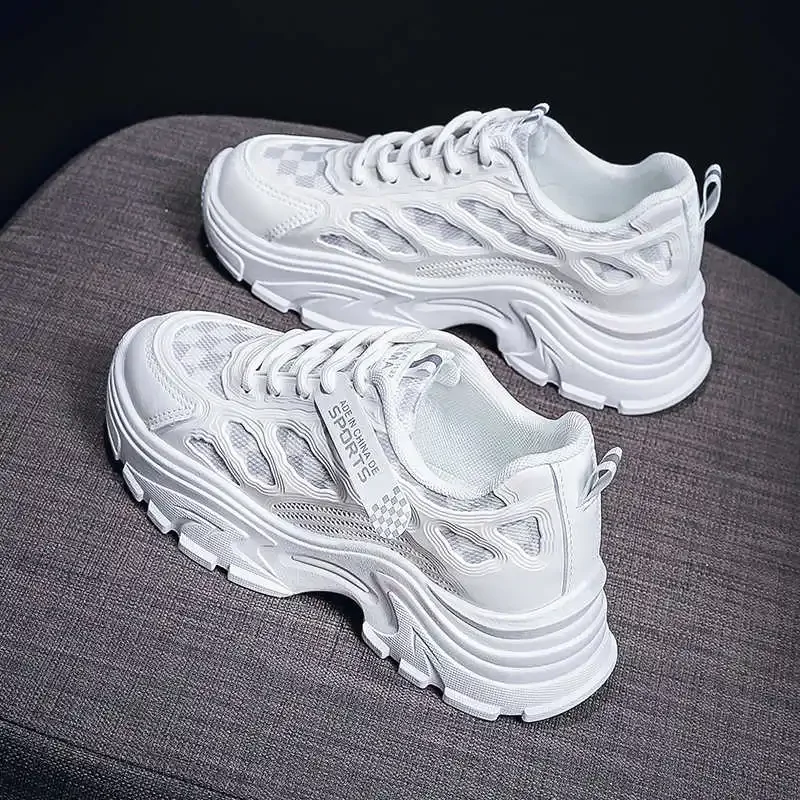Rubber Sole Dark Luxury Woman Heels Sports Shoes Women Medium Heel Shoes Sneakers High Fashion Luxary Luxo Original Snaeker