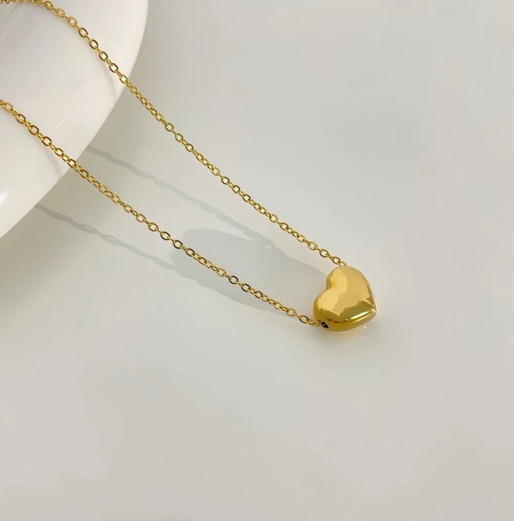 Modische Minimalistische 316L Edelstahl Herzförmige Anhänger-Halskette 18k Vergoldeter Charm-Schmuck Geschenk für Frauen – Detail 1