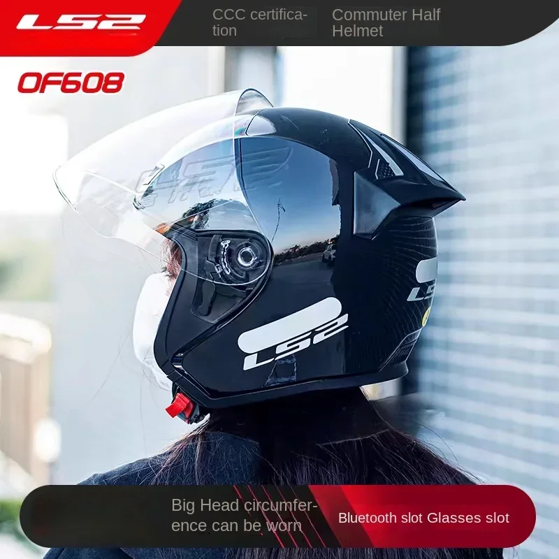 LS2 OF608 Motorcycle Half Helmet Men and Women Summer Commuter Electric Car Helmet Pedal Three-quarter Helmet KPA Material