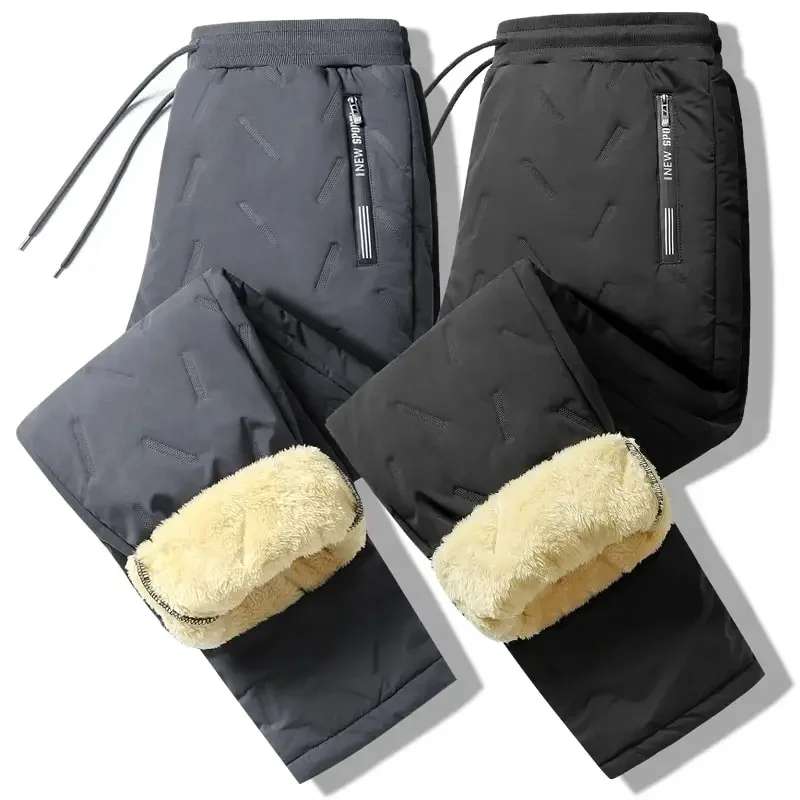 

Winter Sweatwear Men Plush Thick Fleece Sweatpant Lambswool Thermal Trousers Casual Pants Windproof Warm Cotton Pants