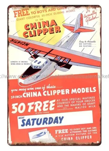 discount wall decals 1935 CHINA CLIPPER MODEL STORE DISPLAY metal tin sign sign