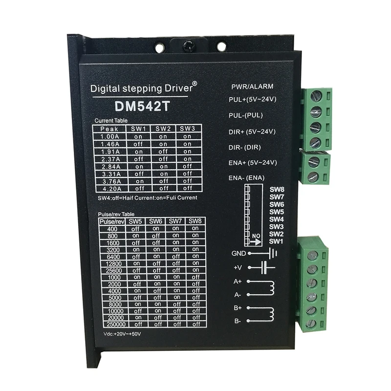 

DM542T CNC Stepper Motor Driver 1.0-4.2A 20-50VDC 1/128 Micro-Step Resolutions Compatible With 17 And 23 Stepper Motor