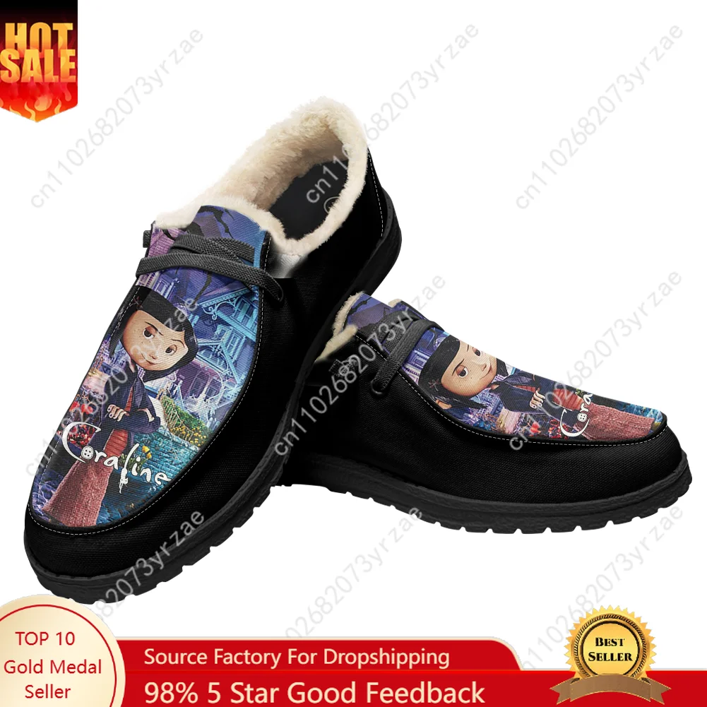 كورالاين المخملية حذاء مسطح رجل إمرأة حذاء دافئ داخلي في الهواء الطلق حذاء خفيف شخصية موضة طباعة تخصيص زوجين الأحذية