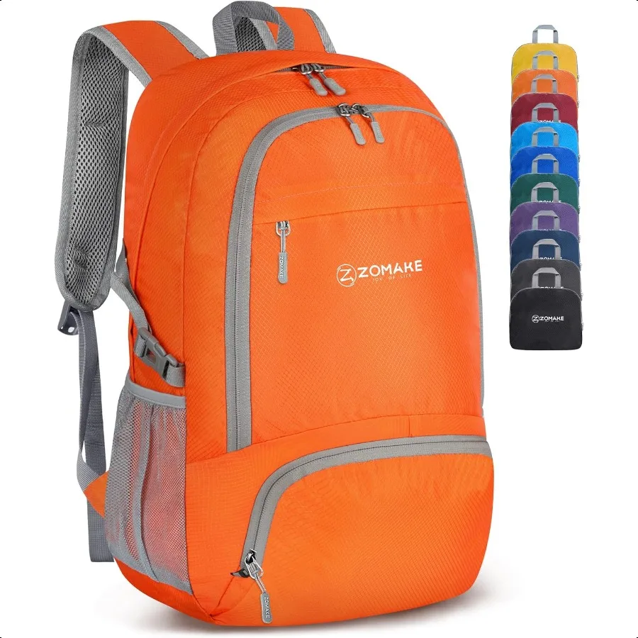 Mochila plegable liviana Mochilas de senderismo plegables de 30 litros Mochila plegable compacta resistente al agua para viajes Naranja