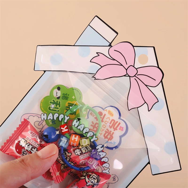 TETP 50Pcs Cartoon House Shape Ziplock With Clear Window Baby Shower Party Baking Snack Packaging Handmade Gift Decoration Favor