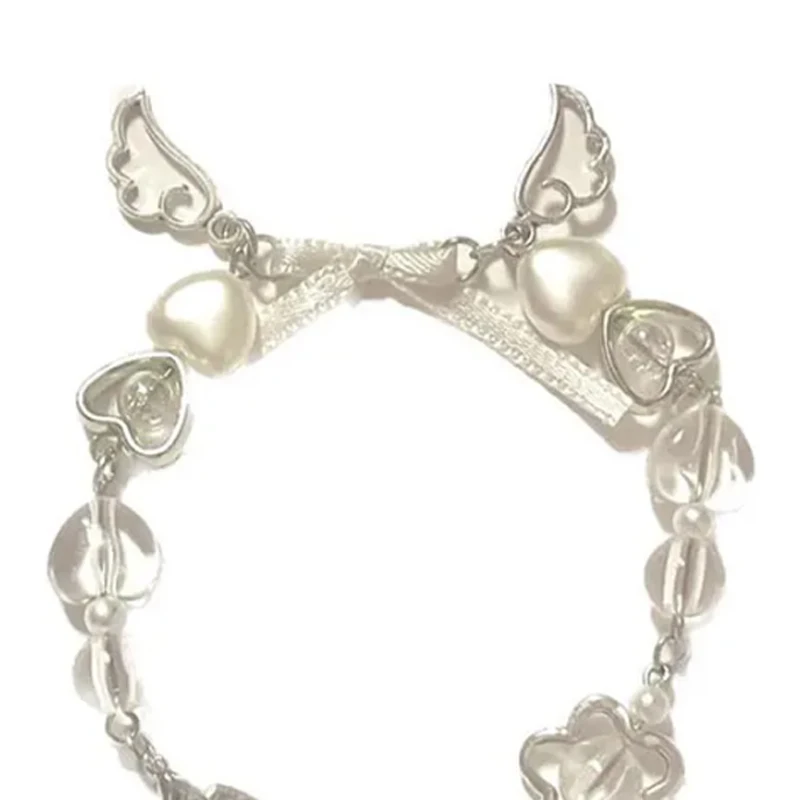 Handmade Bow Bracelet Y2K Coquettish White Fairy Tale Bracelet