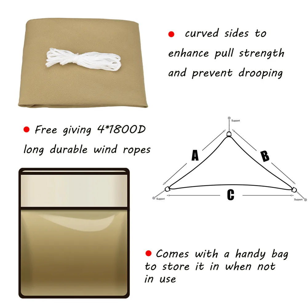 Durable Sunshade Sail Triangle Rectangle UV Protection Canopy Garden Pool Waterproof Outdoor Sun Shelter Backyard Privacy Screen image 4