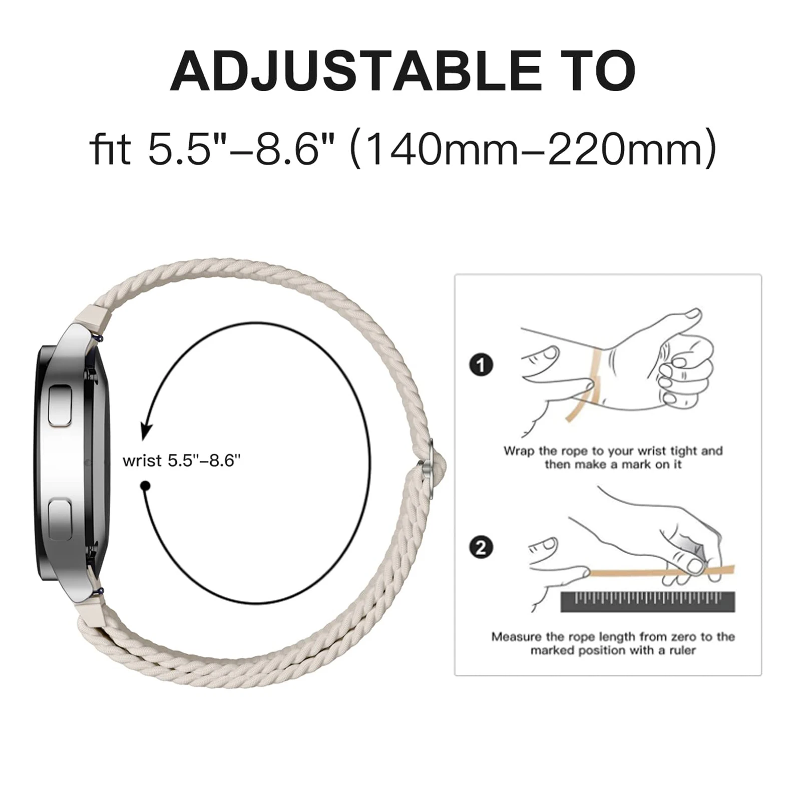 20mm Strap for Samsung Galaxy Watch 6/5/4 40mm 44mm/4 6 Classic 47mm 43mm 46mm 42mm Stretchy Braided Nylon 5 pro 45mm/Active 2 image 5