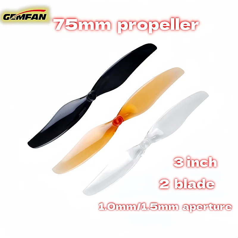 مروحة Qianfeng 75 مم 3 بوصة، شفرتين، قابلة للعكس، بأقطار فتحة 1.0 مم و1.5 مم، لطائرة كوادكوبتر #1