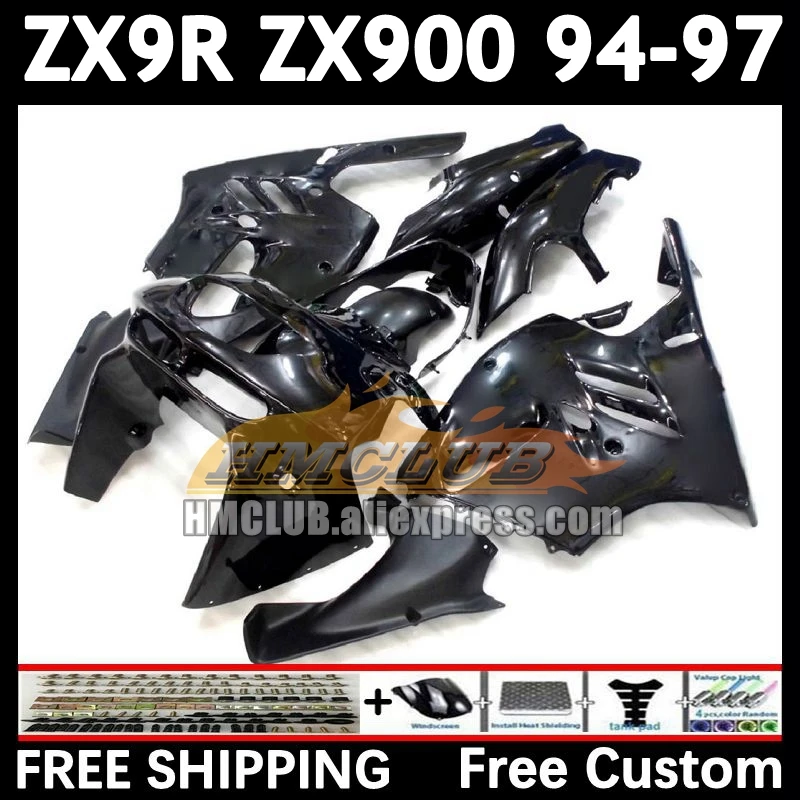 Body Kit For KAWASAKI NINJA ZX900 ZX 900 9 R 1994 1995 1996 1997 163No.17 9R 900CC ZX-9R all black ZX9R 94 95 96 97 Fairings