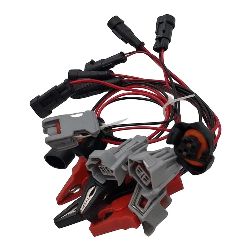Common Rail Injector Nozzle Adapter Cable Set Comprising 7 Components for Multi-Brand Injector Testing Applications
