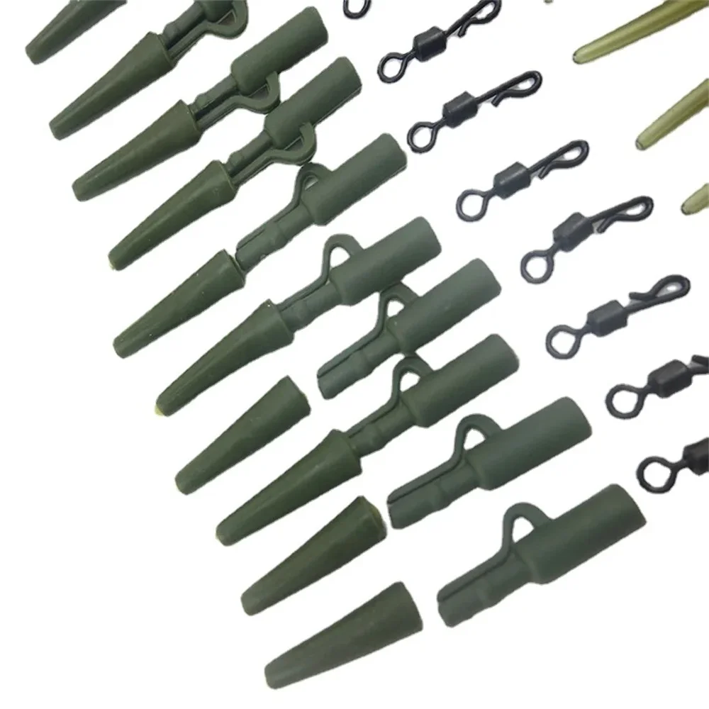 40Pcs Carp Fishing Accessories Lead Clip Quick Change Snap Swivel Tail Anti Tangle Sleeves Carp Rig Coarse Fishing Tackle Pesca